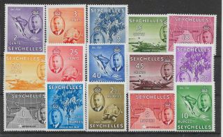 Seychelles Sg158/72 1952 Definitive Set Mnh