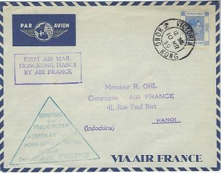 Hong Kong 1939 First Air Mail To Hanoi By Air France