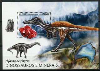 Angola 2018 Mnh Dinosaurs & Minerals Austroraptor Rhodochrosite 1v M/s Stamps