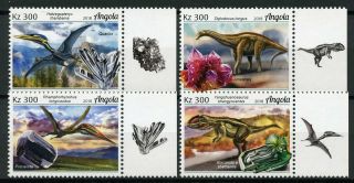 Angola 2018 Mnh Dinosaurs & Minerals Diplodocus Amethyst Quartz 4v Set Stamps