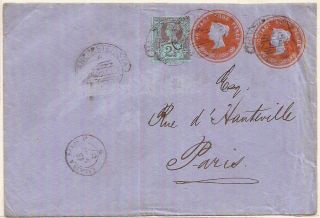 1887 Rare Manchester Station Scroll Late Box On Qv 4d,  4d Postal Stationery Env