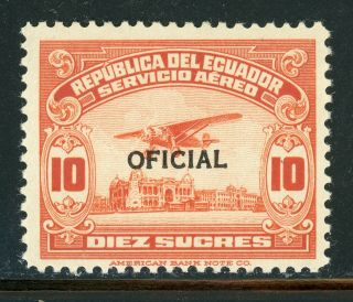 Ecuador Air Post Mlh Selections: Scott Co8 10s Orange Red Oficial Cv$210,