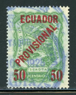 Ecuador Air Post Selections: Scott C1 50c/10c Green Scadta (1928) Cv$70,