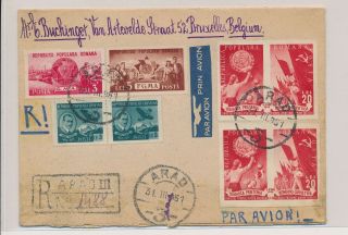 Lk51970 Romania 1951 Air Mail To Brussels Registered Cover