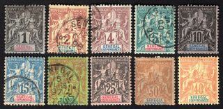 Senegal 1892 - 1893 Group Of 10 Stamps Mi 8 - 17 Mh/used Cv=85.  2€