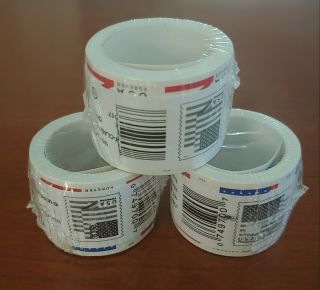 300 (3 Rolls Of 100) Usps Forever Stamps Us Flag Coil - First Class Postage