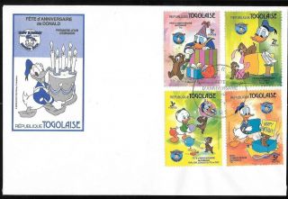 Togolaise - Disney 1984 - 50th Anniversary Donald Duck - Fdcs