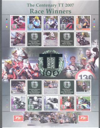 Isle Of Man - 2007 Tt Races Winners Motorcycles - Special Sheet Mnh