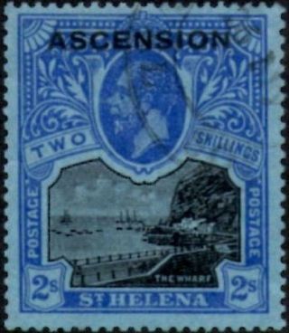 Ascension 1922 George V 2/ - Black & Blue On Blue Paper Sg.  7 Fine
