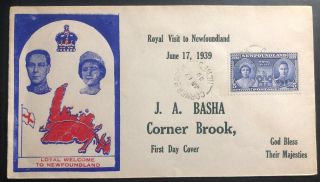 1939 Newfoundland First Day Cover Fdc Royal Visit King George Vi Queen Mary