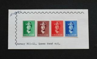 Norway - 1939 Scarce Queen Maud Set Mh Rr