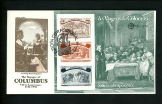 Postal History Portugal Fdc 1918 - 1923 Us Joint 2624 - 29 Set Of 5 Columbus 1992