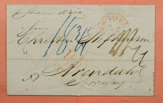 1850 Stampless F/l Ny To Norway