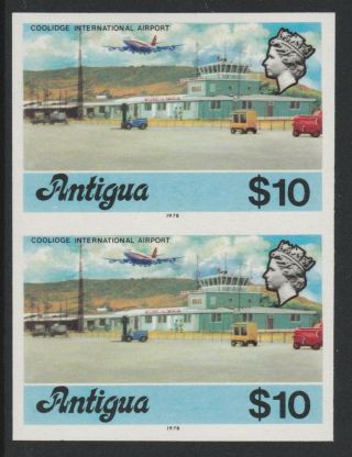 Antigua (s76) 1976 Definitive $10 Coolidge Airport Imperforate Pair U/m