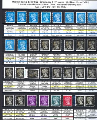 Specialised Machins Penny Black Anniversary Gummed All Varieties Mnh 1990 - 2017