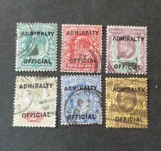 Gb King Edward Vii Sg O101 To O106 Set Of 6 Admiralty Offical Set