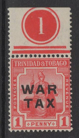 Trinidad & Tobago Sg184 1917 1d Red Plate 1 Mnh