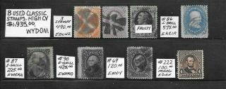Usa 8 Classic Stamps.  High Cv $1,  935.  00.