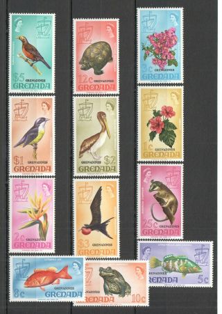 W279 1974 Grenada Grenadines Birds Animals Fishes 5 - 16 Michel 20 Euro Set Mnh
