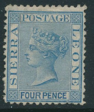 Sg 14 Sierra Leone 1872 - 73 4d Blue Fine Mounted Cat £350