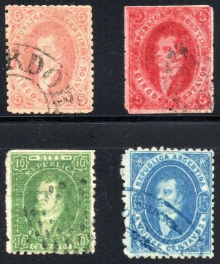 Argentina,  1864 Rivadavia,  Set Of Perforated Types,  Very Fine,