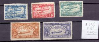 Paraguay 1933.  Air Mail Stamp.  Yt A63/67.  €50.  00