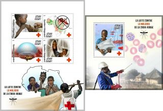 Malaria Vaccination Red Cross Medicine Mosquito Insects Mnh Stamps Set