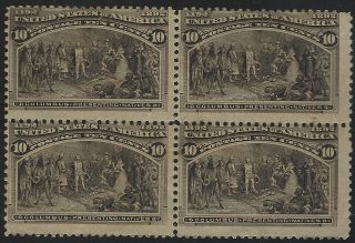 Us Stamps - Sc 237 - 10c Columbian Block - Hinged Dist.  Og (e - 204)