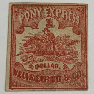 1861 Wells Fargo Pony Express Us Stamp,  Red,  1 Dollar Xf/s