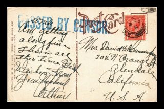 Dr Jim Stamps Us Censor Passed World War I Postcard United Kingdom Postage