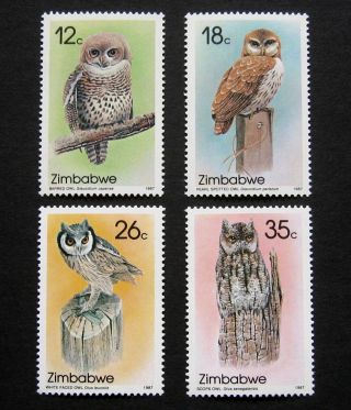 Zimbabwe 1987 Birds / Owls.  Full Set Of 4 Stamps.  Nh