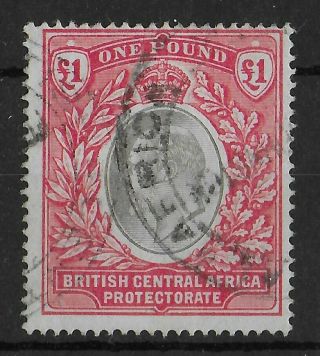 British Central Africa 1903 - 1904 £1 Grey & Carmine Sg 66 Cv £225