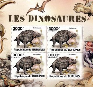 Scutosaurus (shield Lizard) Dinosaur Stamp Sheet 5 Of 5 (2011 Burundi)
