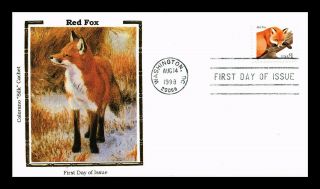 Dr Jim Stamps Us Red Fox Wildlife High Value Colorano Silk Fdc Cover Scott 3036