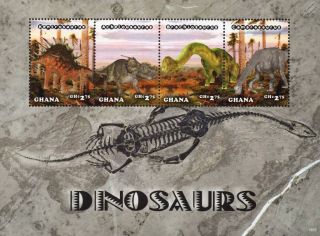 Dinosaurs Mnh Stamp Sheet 14 (2014 Ghana)