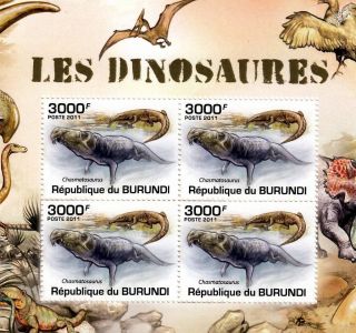 Chasmatosaurus (proterosuchus) Dinosaur Stamp Sheet 4 Of 5 (2011 Burundi)
