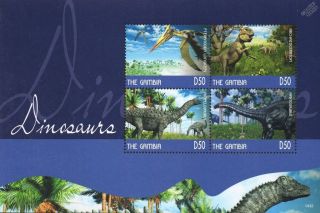Dinosaurs Mnh Stamp Sheet 10 (2014 Gambia)