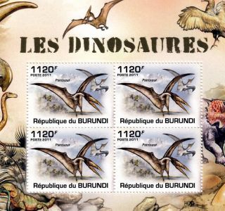 Pterosaur Flying Dinosaur Stamp Sheet 3 Of 5 (2011 Burundi)