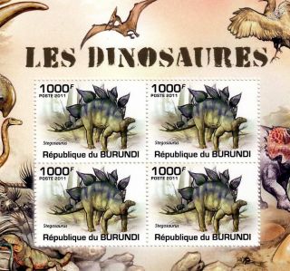 Stegosaurus Dinosaur Stamp Sheet 2 Of 5 (2011 Burundi)