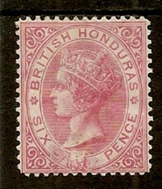 British Honduras 1877 - 79 P14 6d Rose Sg15 Cat £475