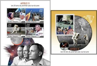 Apollo 11 50th Anniversary Space Nasa Moon Landing Neil Armstrong Mnh Stamps Set