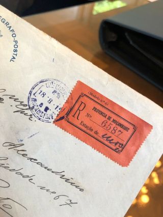1915 Registered Portuguese Colonial Mozambique Postal Cover To Porto Portugal 3