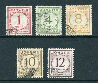 1938 Johore,  Malaya Postage Due Stamps Complete Set Scarce