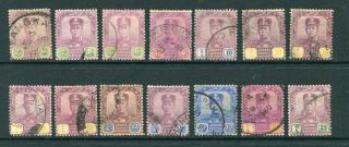 1922/1940 Johore,  Malaya Selection of 40 x Stamps to $10 Mixed Pmks 3