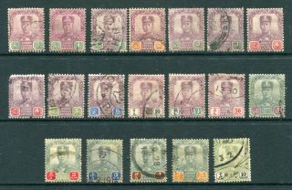 1904/10 Johore,  Malaya Selection Of 19 X Stamps To $10 Mixed Pmks