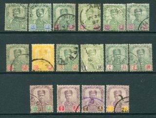 1896/99 Johore,  Malaya Selection Of 16 X Stamps To $5 Mixed Pmks