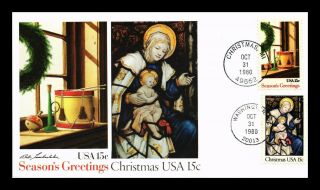 Dr Jim Stamps Us Christmas Stained Glass Toys In Window Combo Fdc Cover