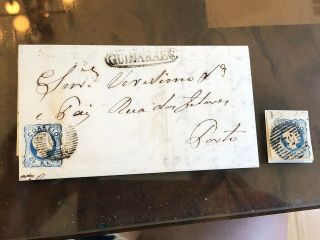 Rare 1857 Portugal Folding Letter Cover Guimarães To Porto (Die III Blue) 2