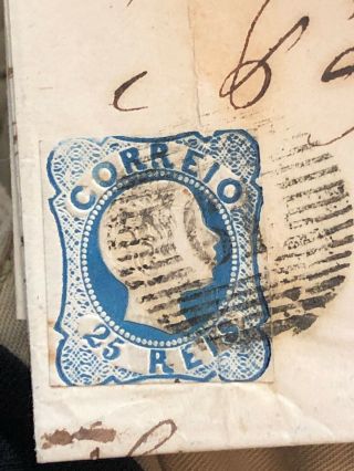 Rare 1857 Portugal Folding Letter Cover Guimarães To Porto (Die III Blue) 4