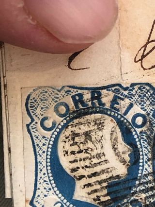 Rare 1857 Portugal Folding Letter Cover Guimarães To Porto (Die III Blue) 5